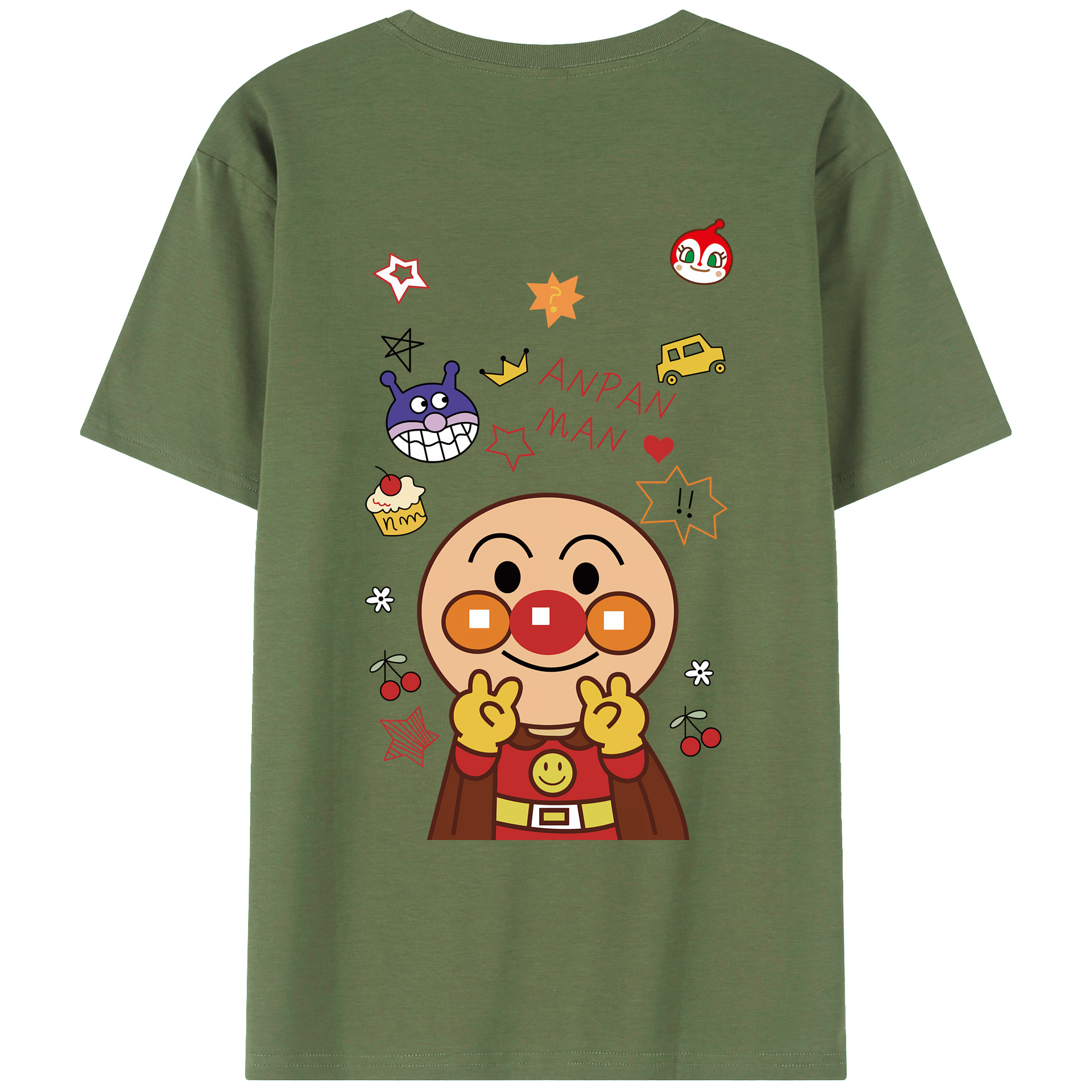 （画像用） アンパンマン Anpanman 綿100％ メンズ半袖Tシャツ（バックプリント） 通気性